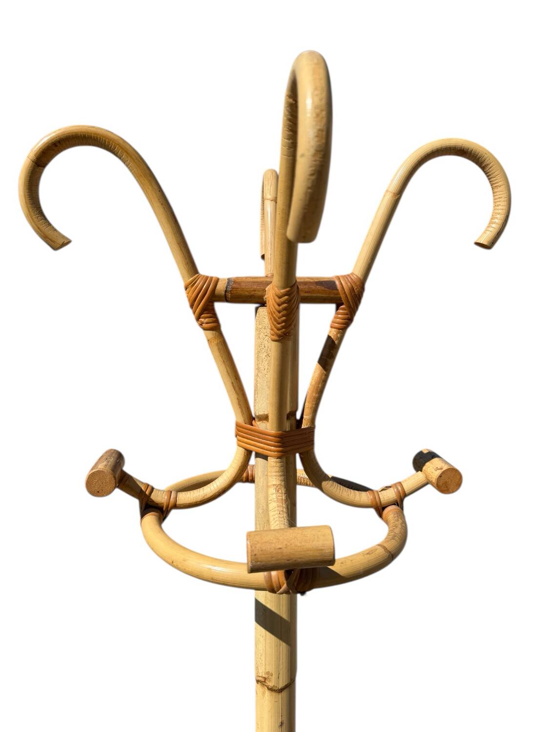 1960s Rattan Coat Rack from France