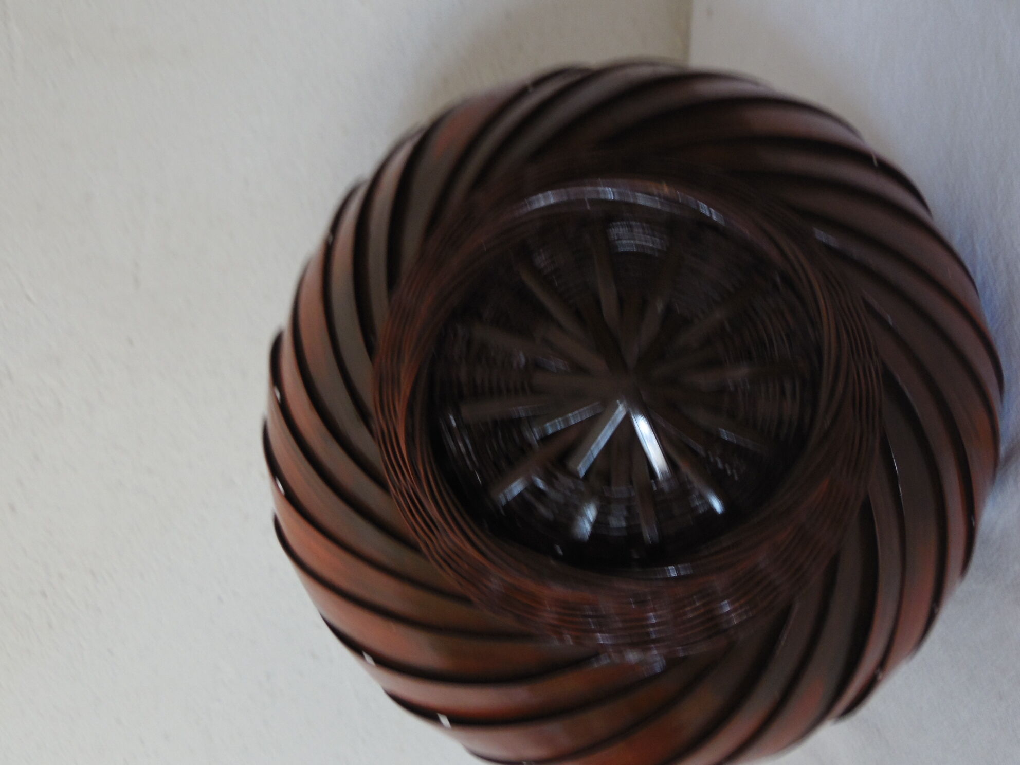 Vase Wicker braided style mahogany Scandinavian