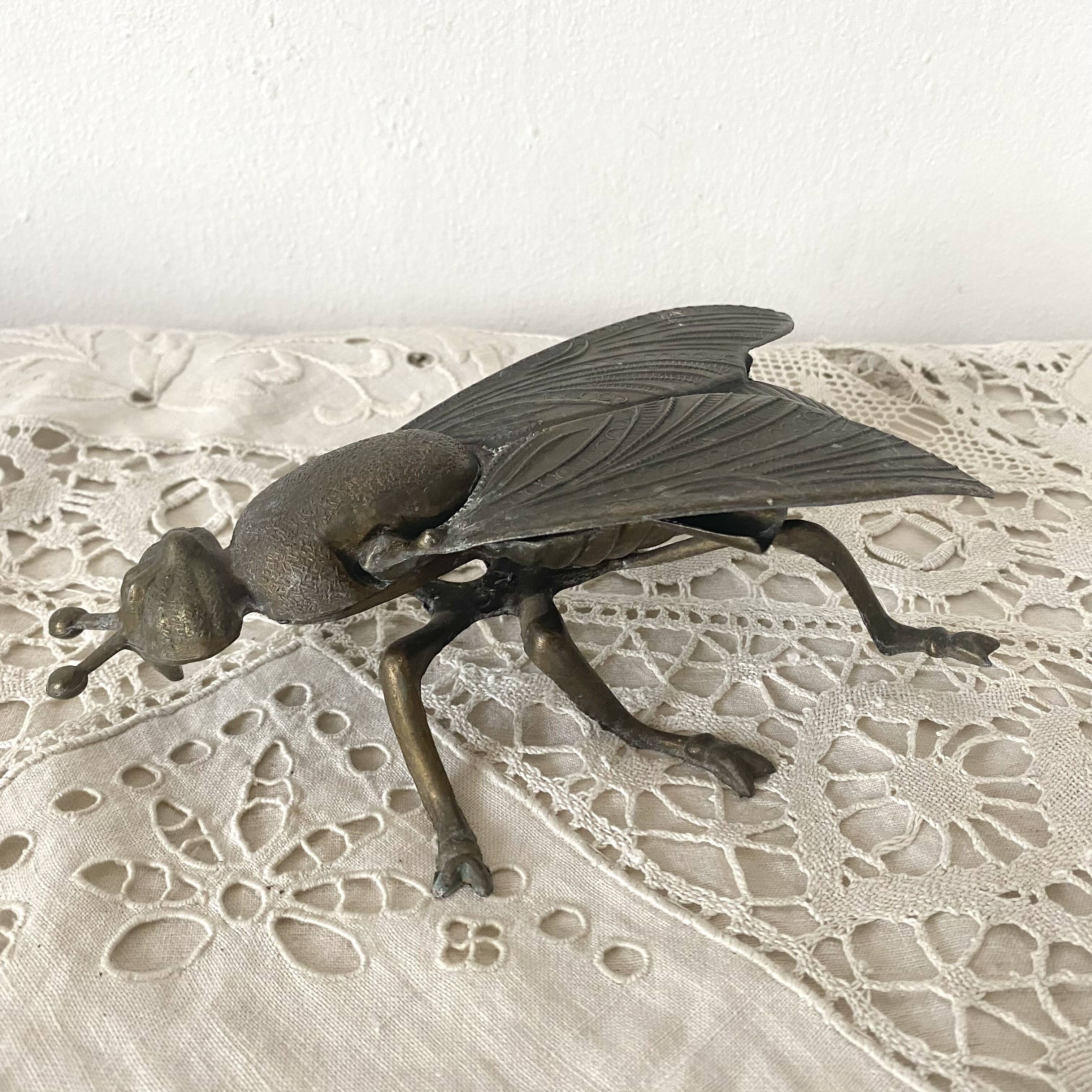 2 cendriers insectes mouches en métal années 50-60