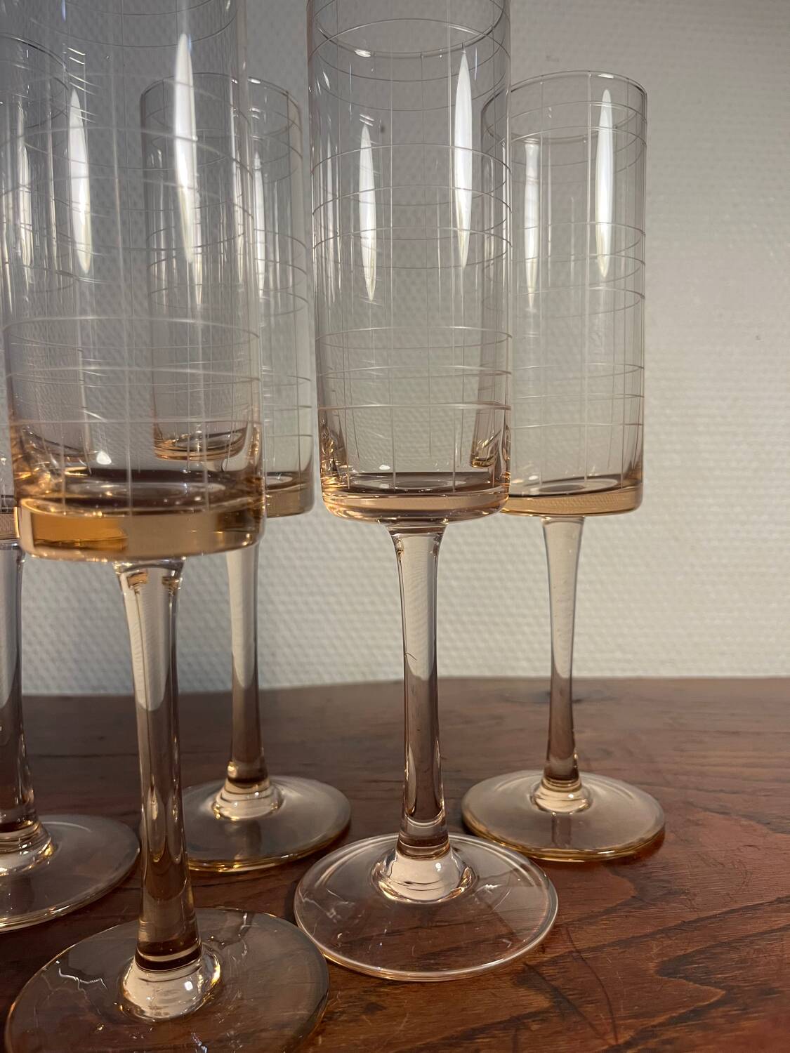 Set of 6 champagne glasses – Studio Nova – Parc Avenue Green Pink – A