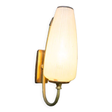 Ornate wall lamp made of milk glass and brass