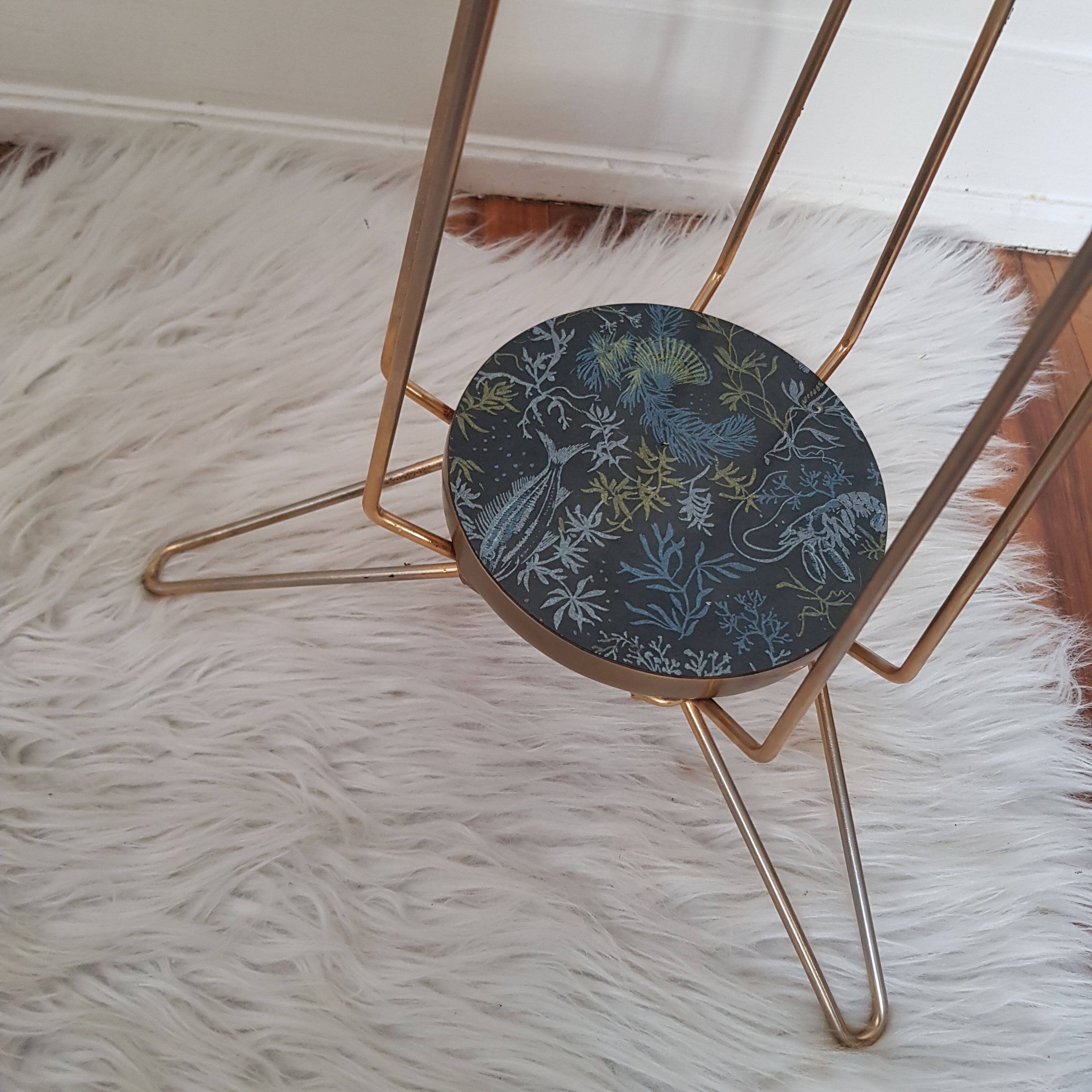 Crystal ashtray on brass tripod stand