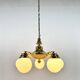 Large Art Deco Bras Chandelier, Restored