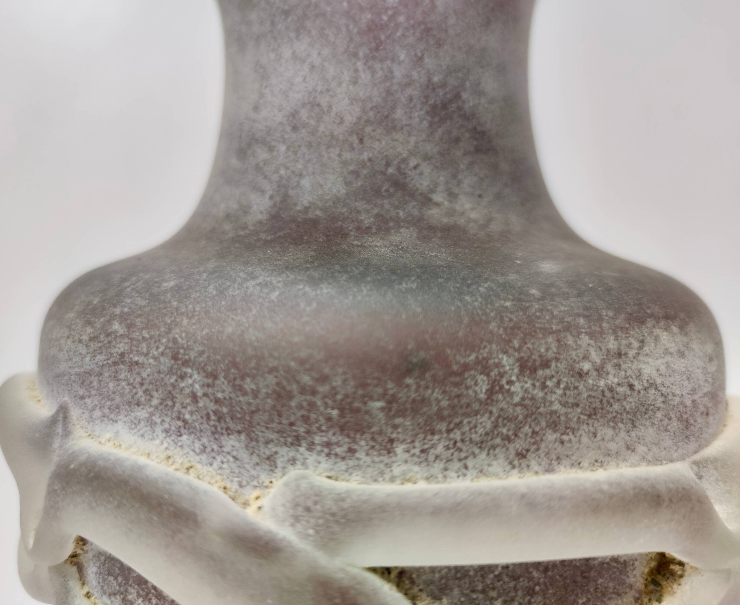 Stunning Postmodern Brown Hand-Molded Scavo Glass Vase, Italy