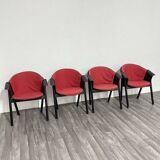 Modern Chairs in Lacquered Wood and Fabric from Pozzi & Verga, 1970s, Set of 4