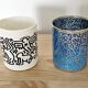 Pair of Keith Haring pots in opaline.
