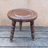 Antique brutalist tripod shepherd's stool 1960/70