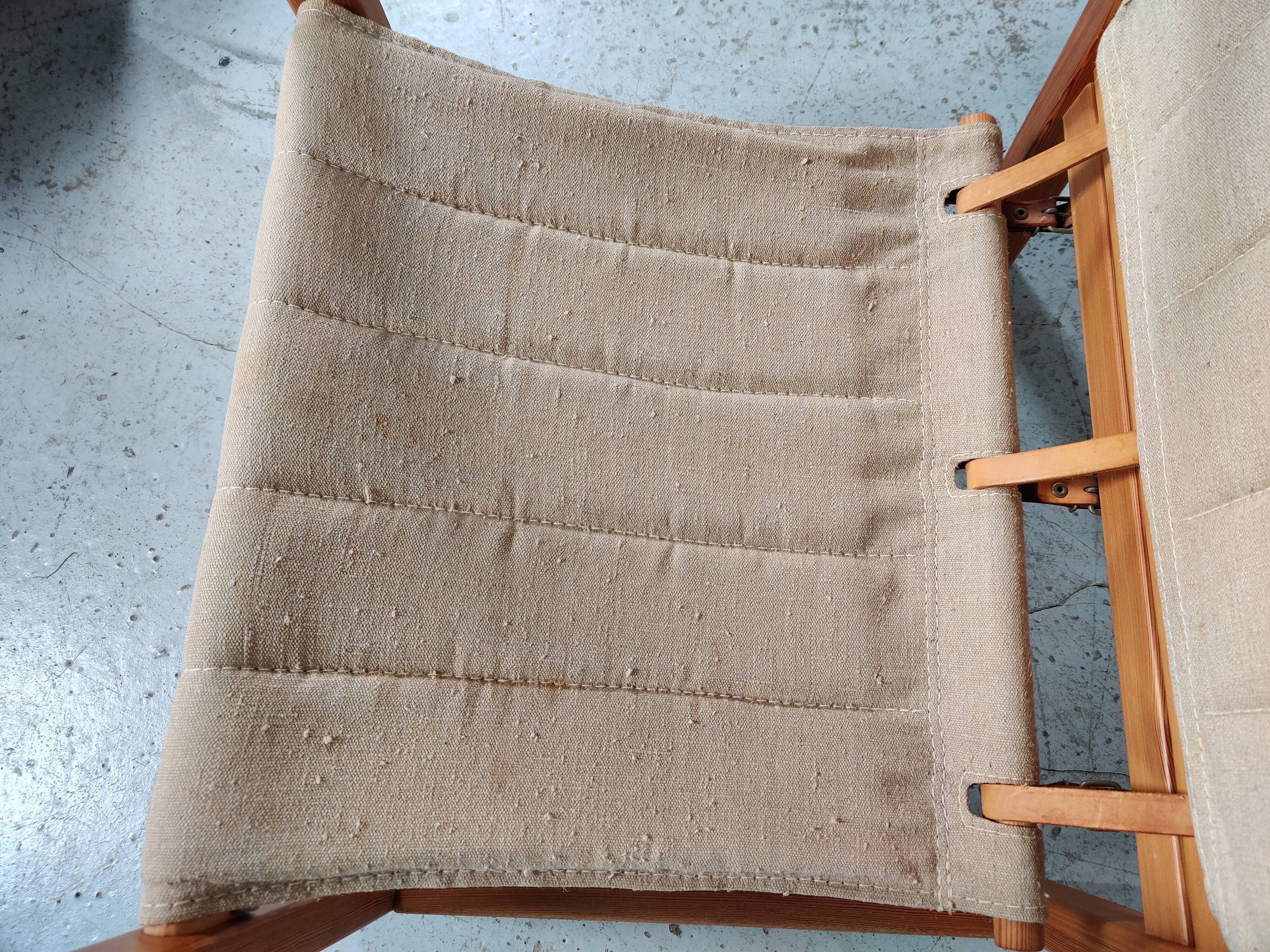 Pair of pine "safari" armchairs by Karin Mobring, 80s