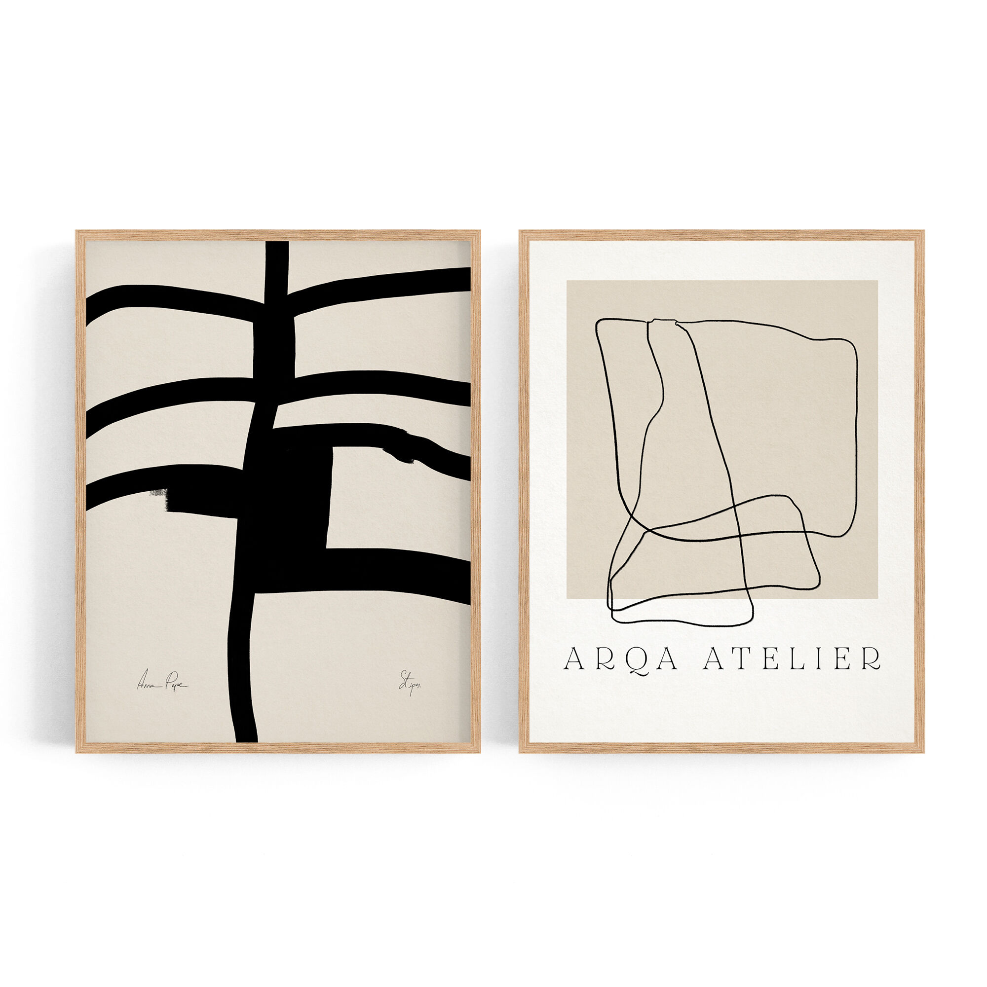 Pair of giclee prints, abstract wall art set of two, 50x70cm