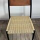 Chairs (set of 2) in metal, leather and straw 1960's