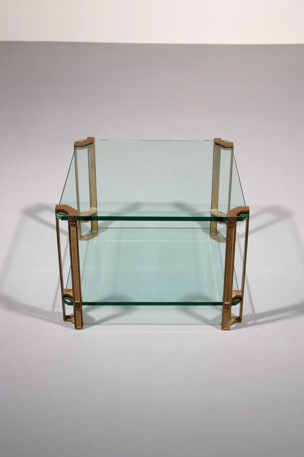 Table basse Peter Ghyczy T24 en verre double design des années 70 60x60