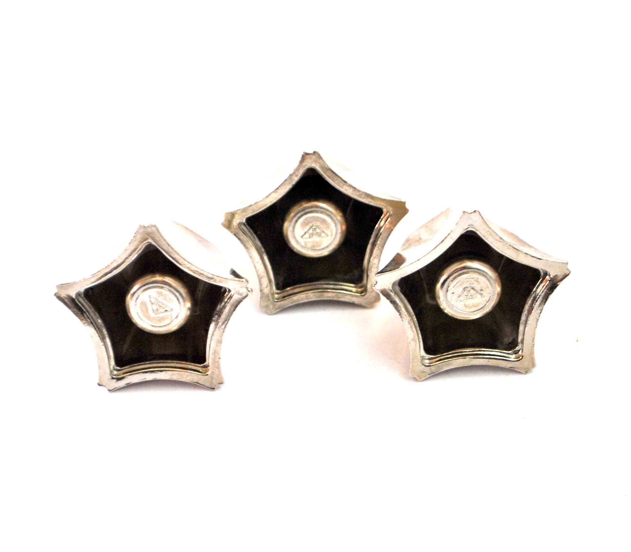 Set of 3 DESIGN BMF modular candle holders in silver metal 1970