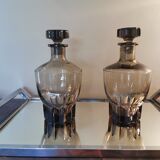 Pair of deco deco deco decanters smoked glass