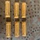 6 enameled ceramic knife holders, slip, vintage golden yellow
