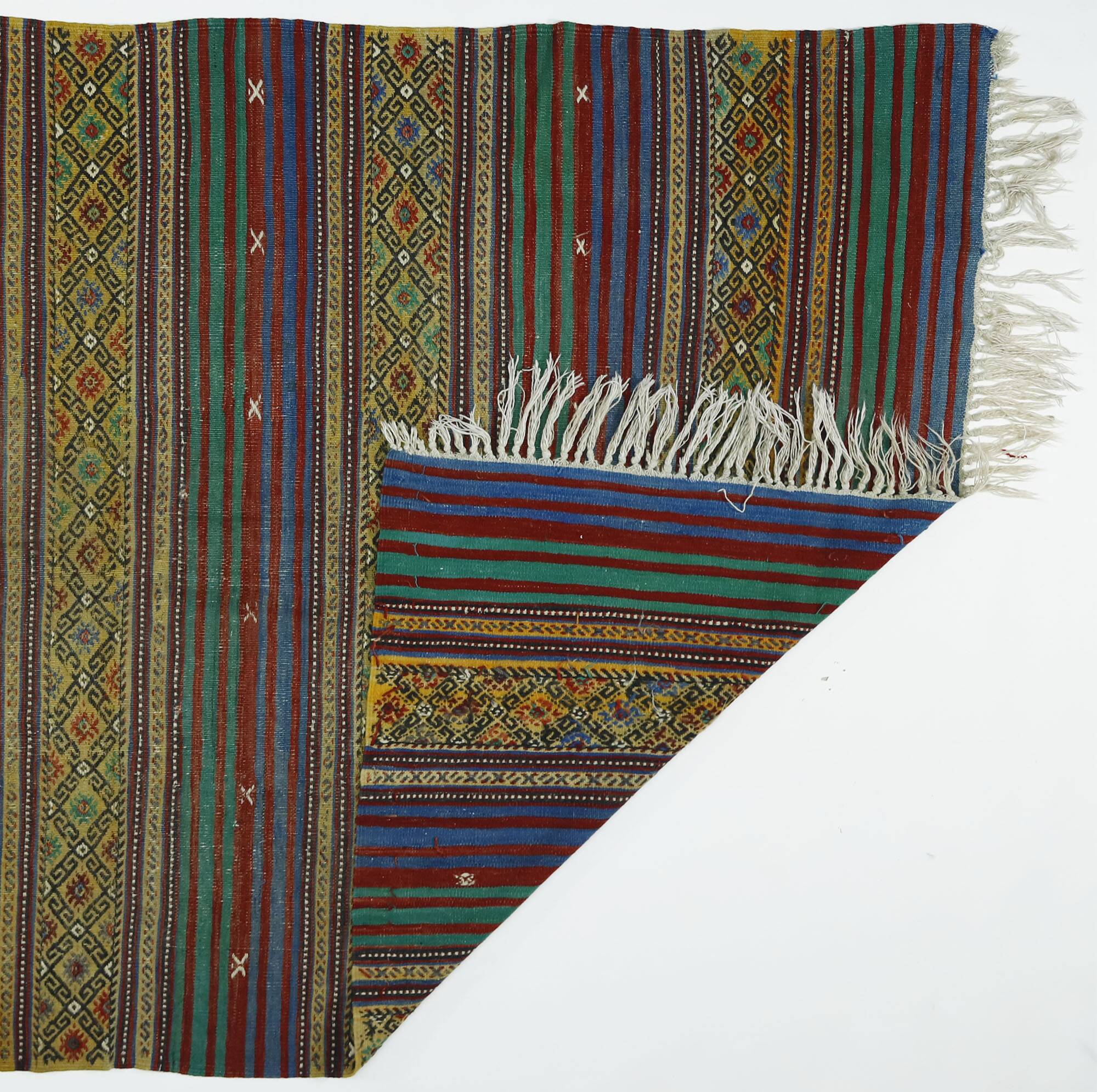 Kilim Oushak vintage multicoloured striped 250 x 163 cm