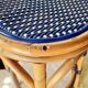 Vintage high stool Multicanne - Rattan & blue Rilsan - French