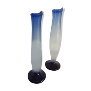 Duo de vases bleus en
