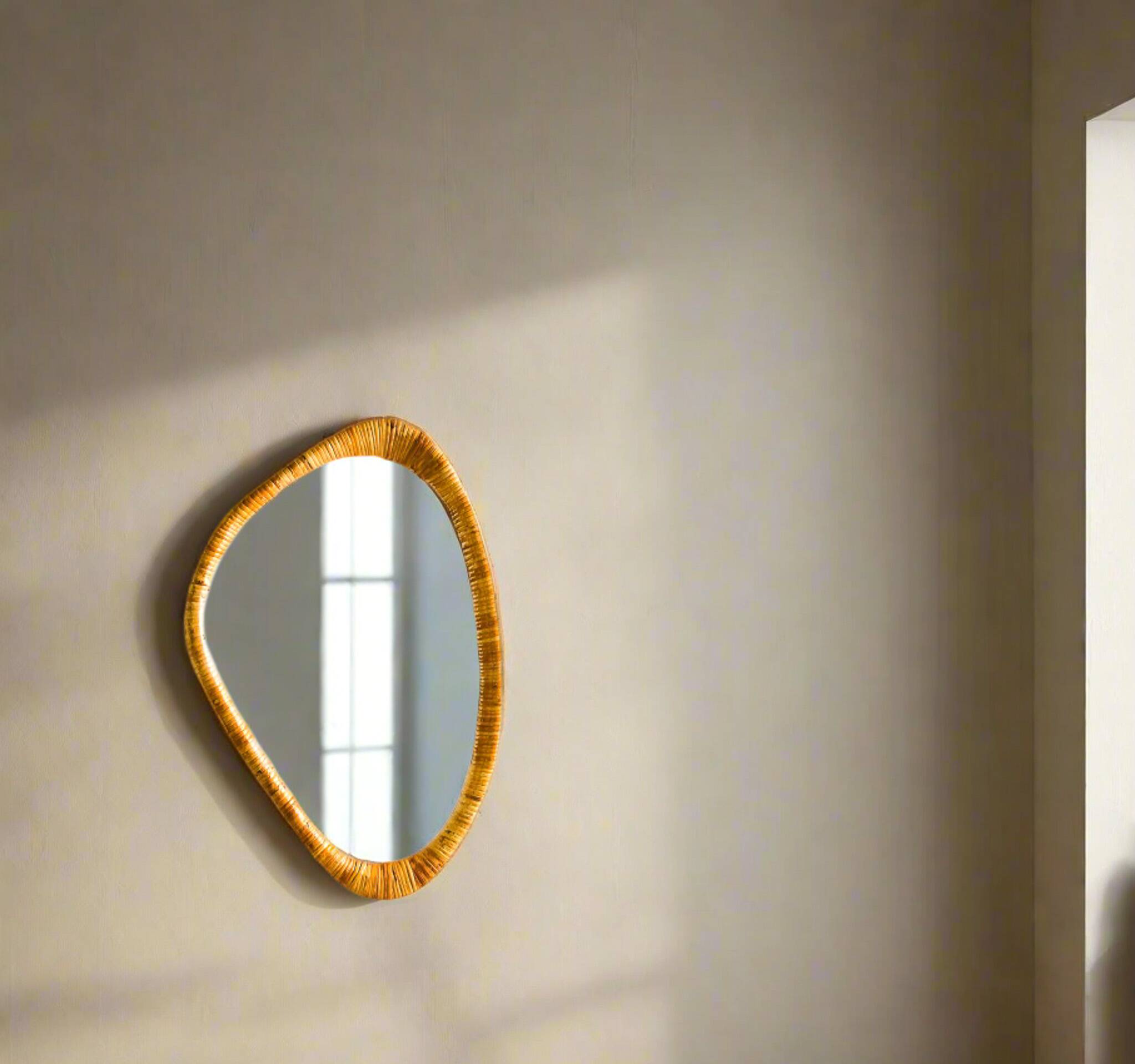 Midcentury Modern Style Rattan Wall Mirror