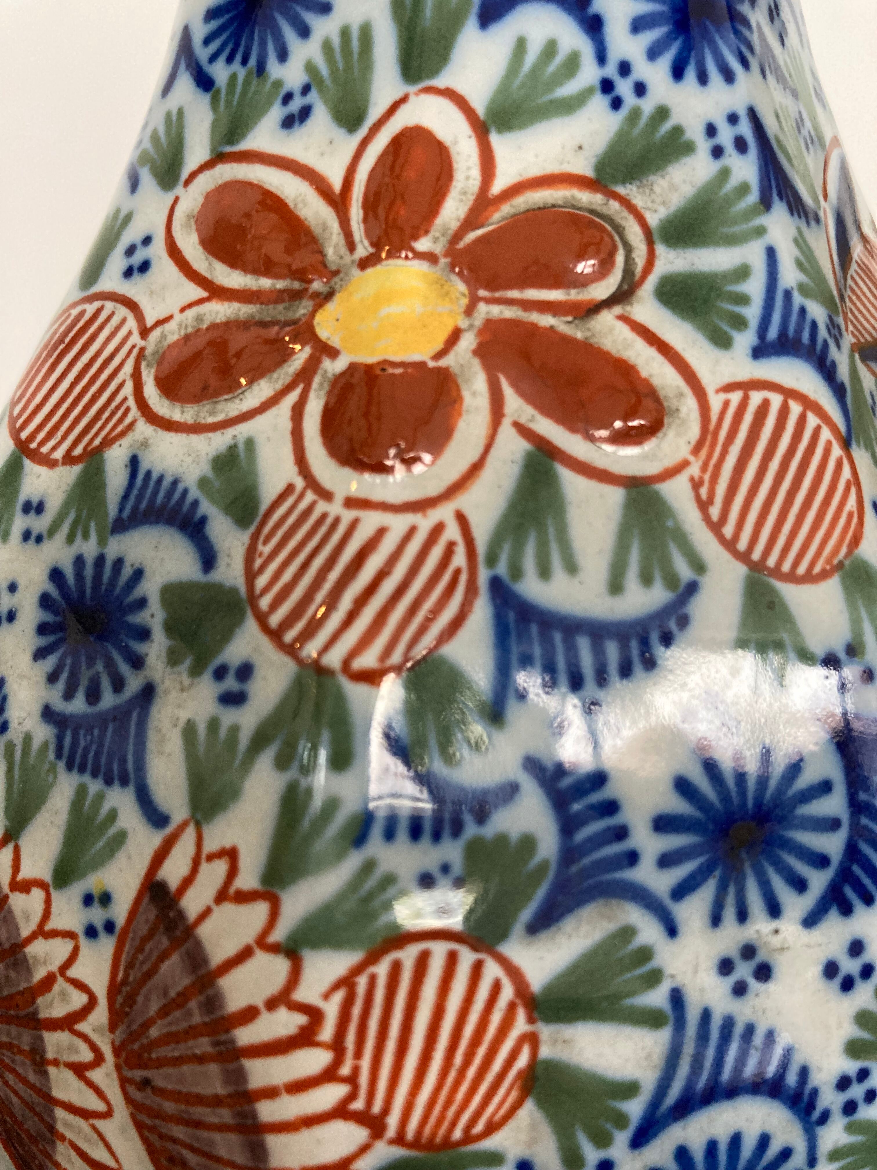 Polychrome vase eighteenth century in Delft earthenware