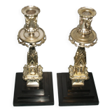 Rare pair of 19th century bronze candlesticks