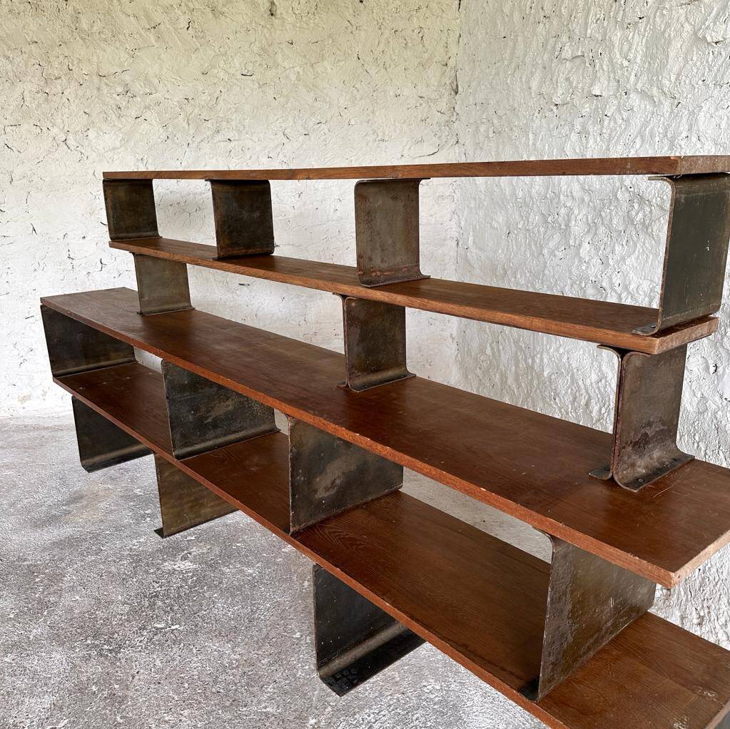 étagère/ bibliothèque métal et bois, XXe