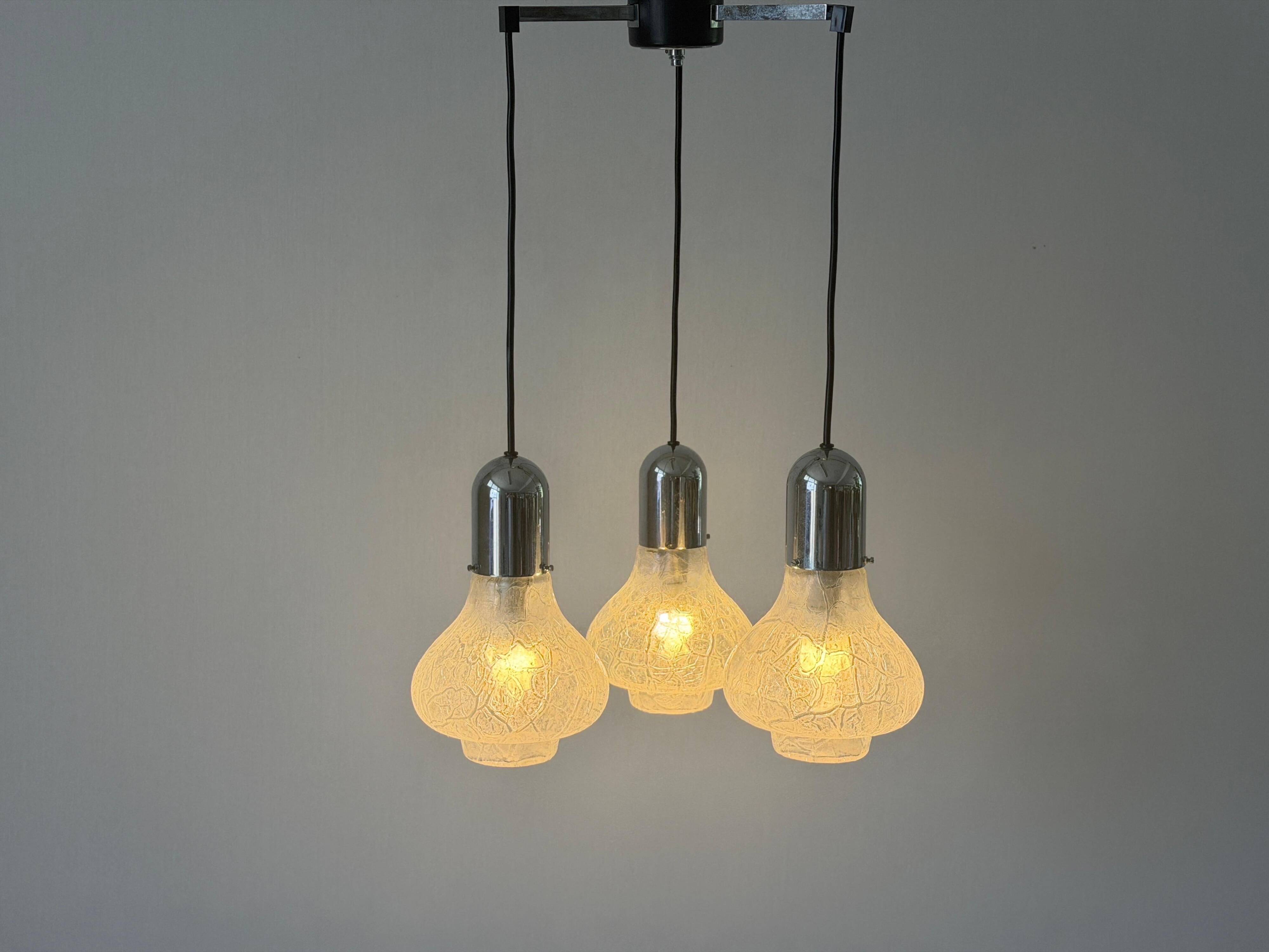 Cascade lamp with 3 glass and chrome shades by WILA, 1960s, Germany