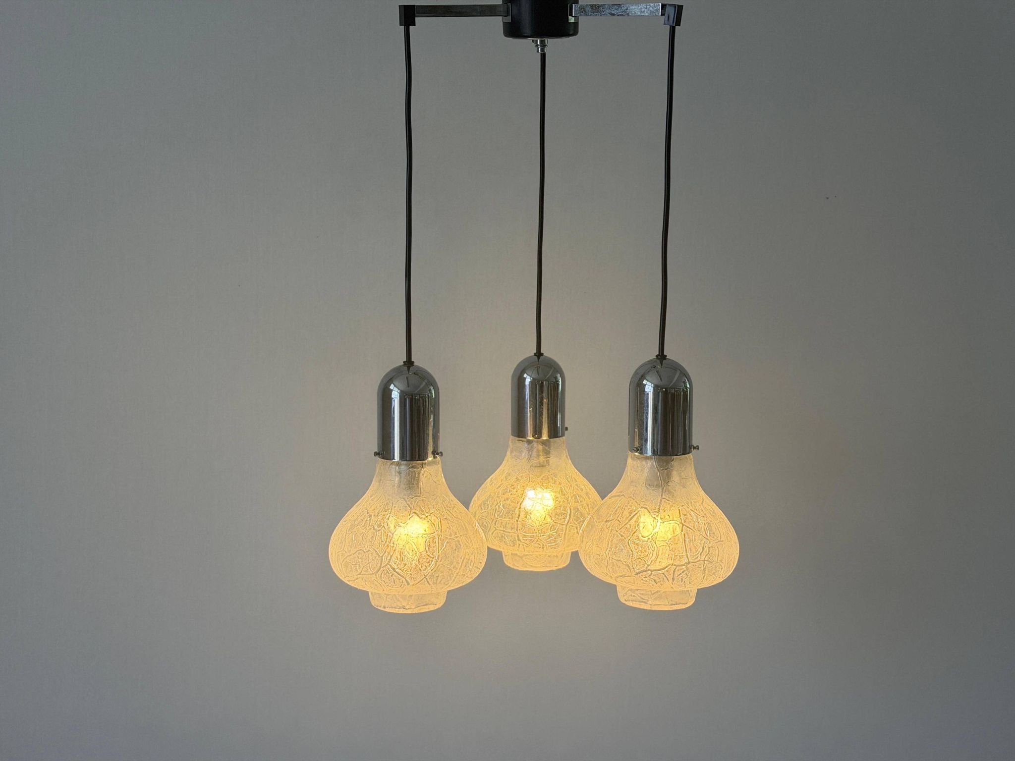 Cascade lamp with 3 glass and chrome shades by WILA, 1960s, Germany