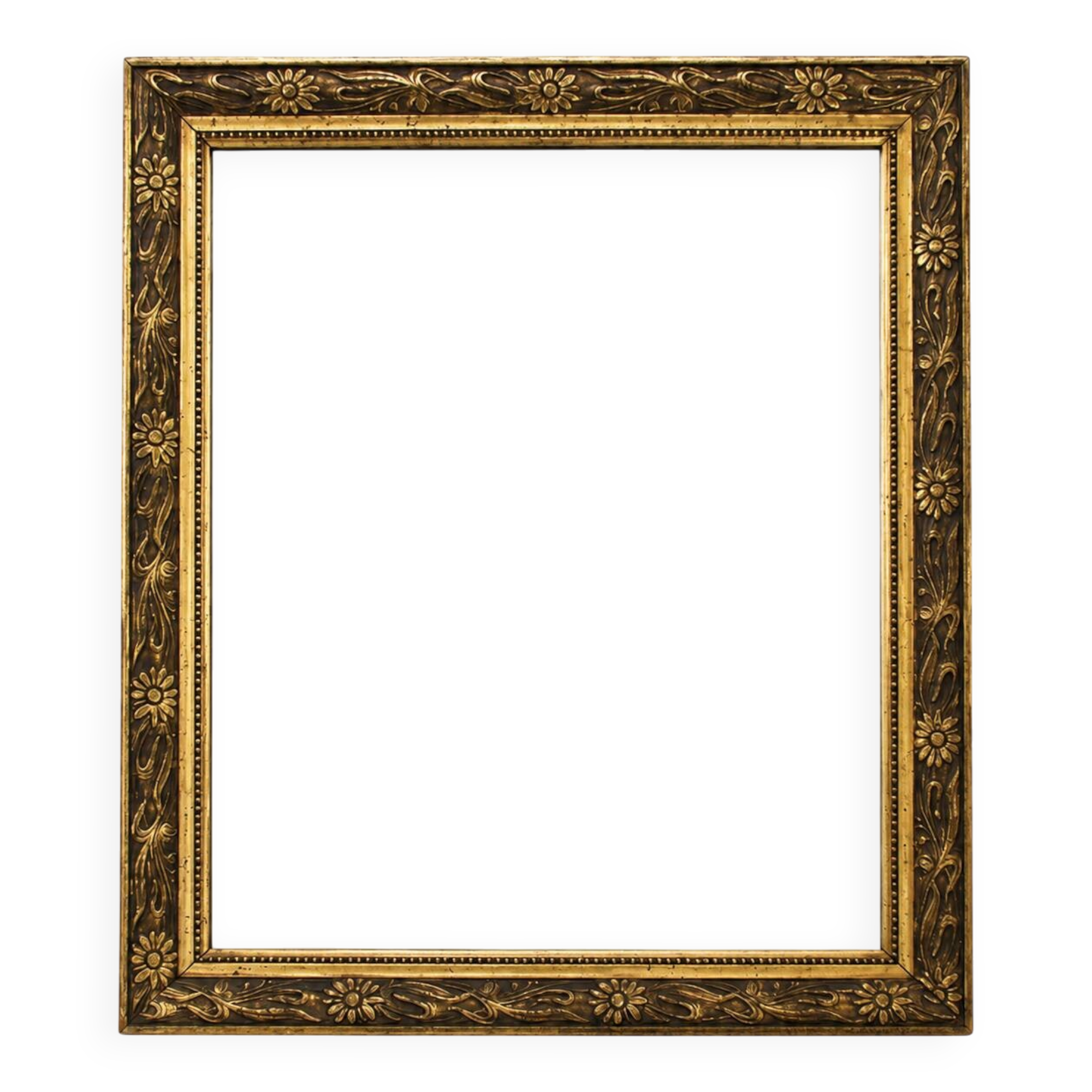 Wall mirror in an ornate frame, 1960s – vintage, gilded frame