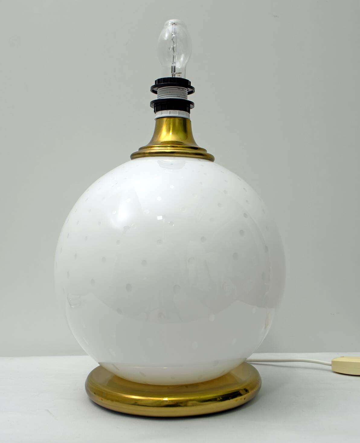 Mid-Century Modern Brass and Blown Murano Glass Table Lamp, 1970s