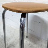 Tabouret en chrome et skaï marron