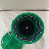 Bohemian artisanal Moroccan box colored green and blue