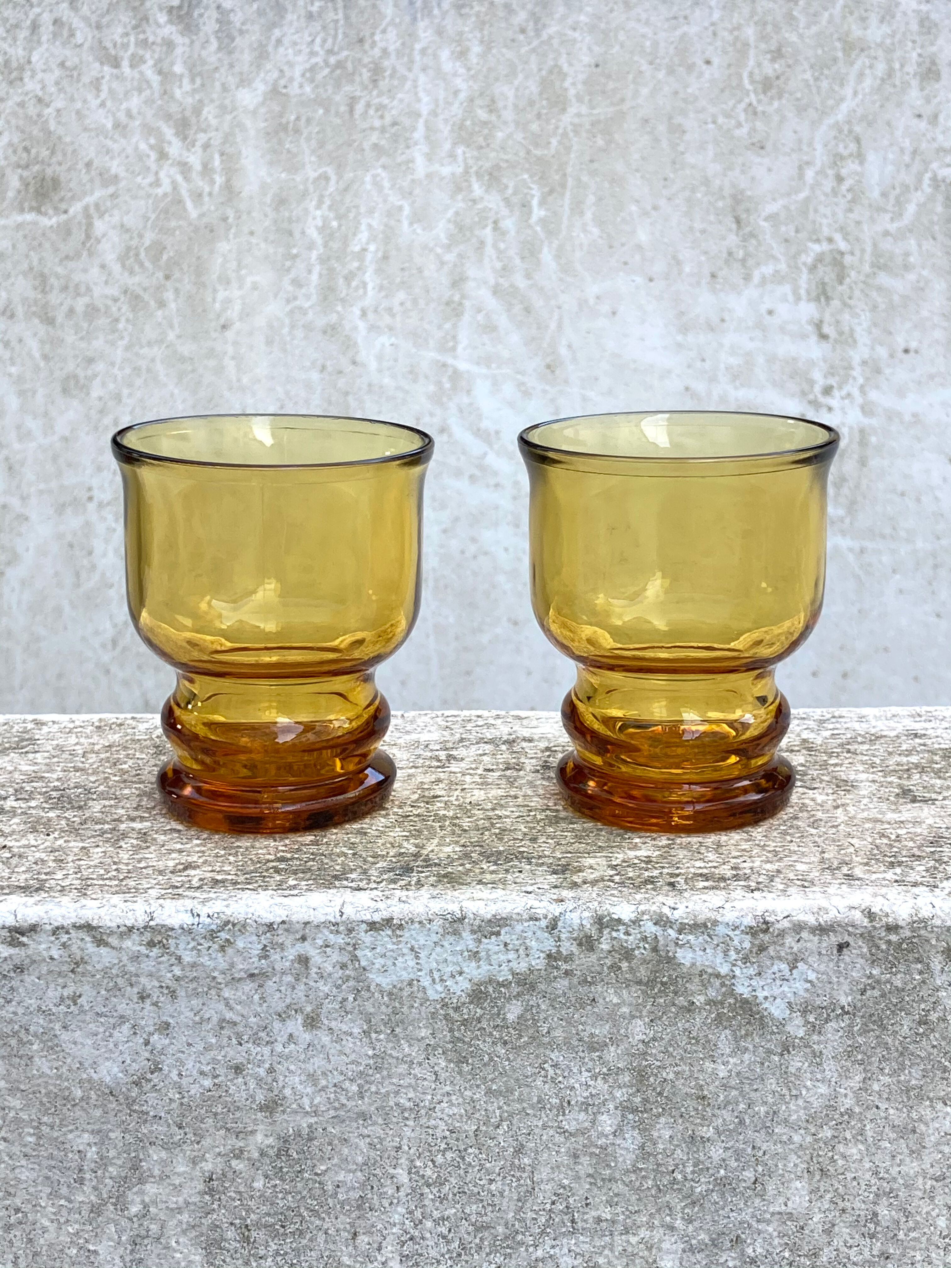 Lot two vintage amber glasses