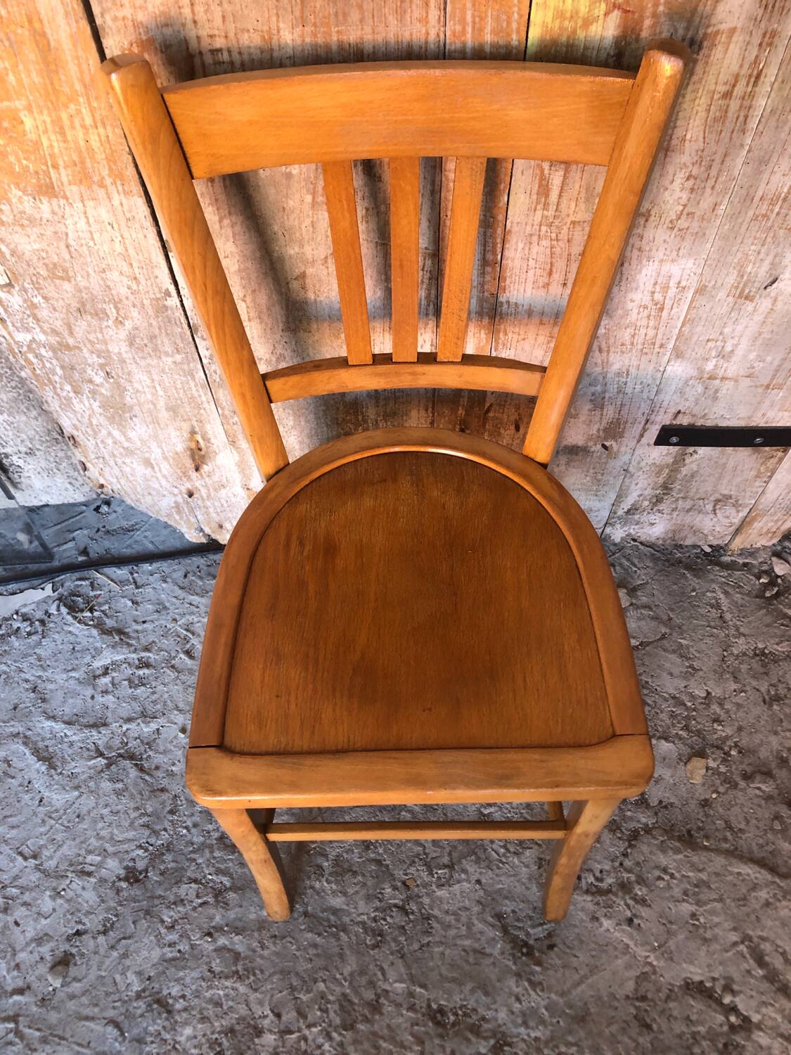Ancienne chaise bistrot style luterma bois clair vintage #a567