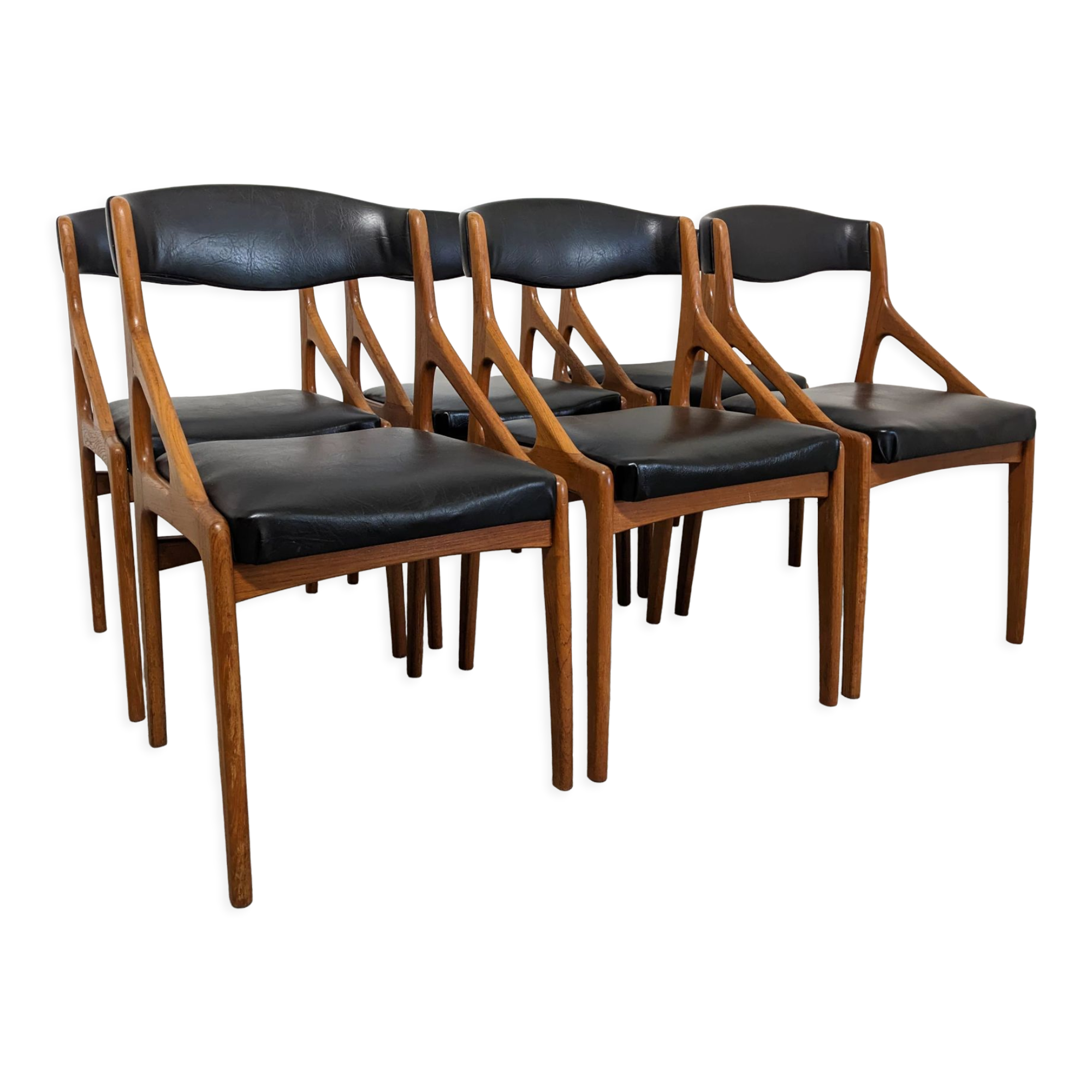 Series of 6 Scandinavian teak chairs from the 50s/60s