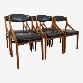 Series of 6 Scandinavian teak chairs from the 50s/60s