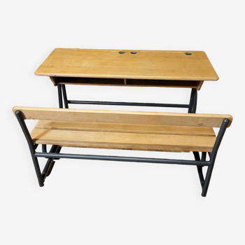 Metal and oak school desk