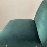 Vintage chair in green velvet and chrome legs