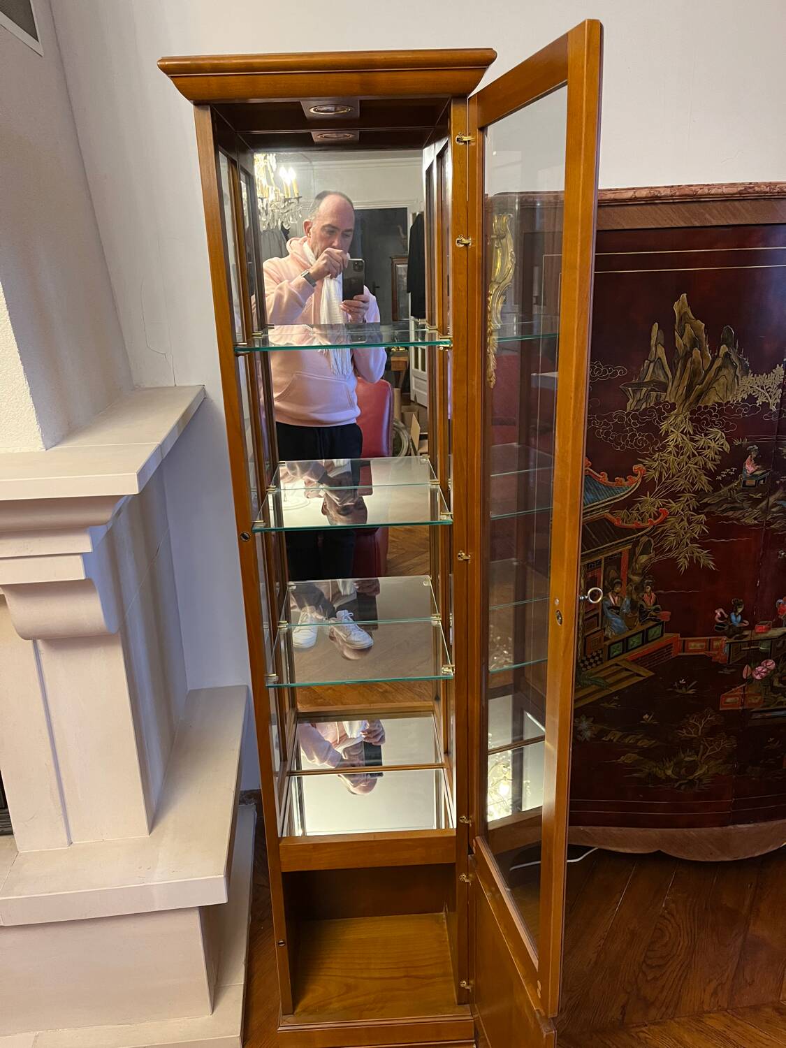 Cherry wood display cabinet