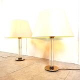 Pair of vintage large lucite table lamps, 1970s