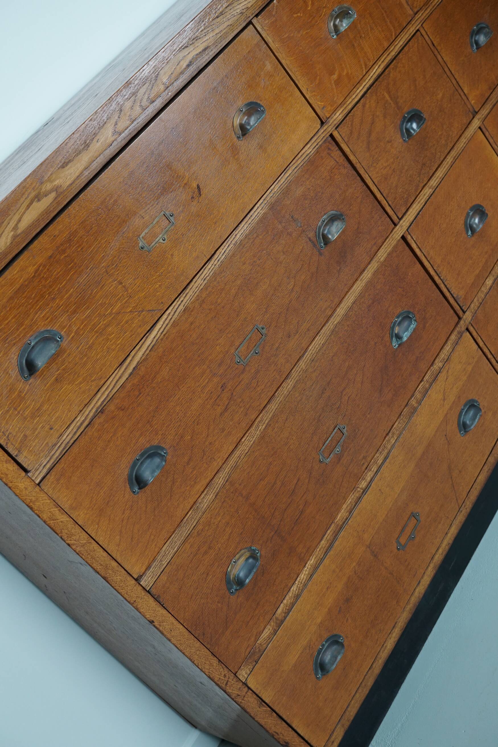 Large dutch oak apothecary cabinet, 1930s