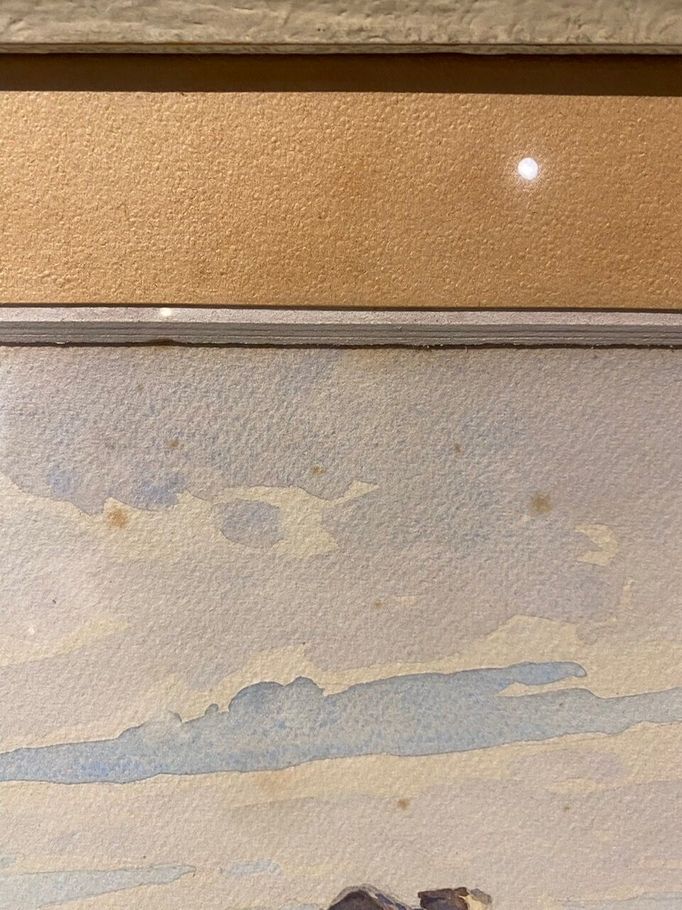 Old painting, landscape, signed Andrée Bouchard, 1950s