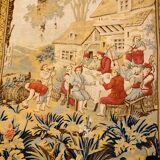 Large 19th century wall tapestry in hand-woven wool and cotton