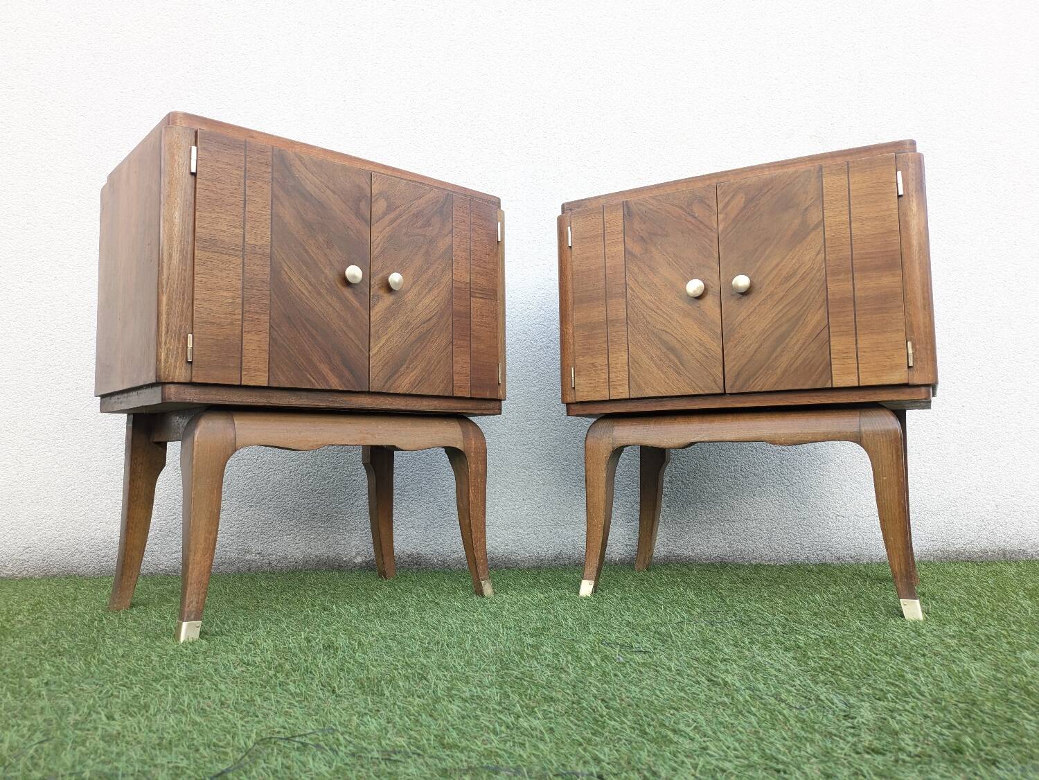 Pair of vintage Art Deco mid-century bedside tables