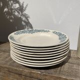 Set of 8 flat plates iron earth model Longchamp Alésia