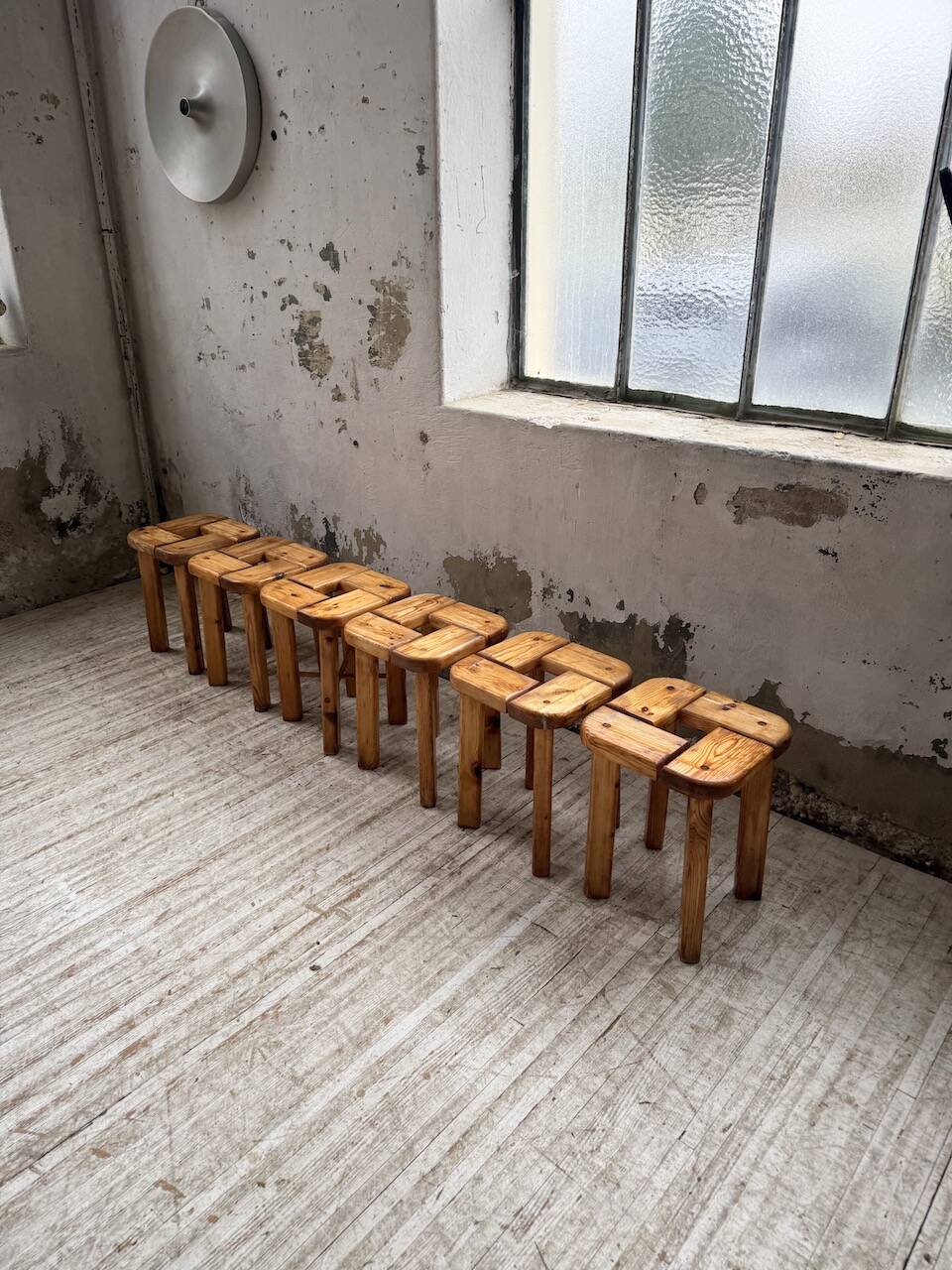 Set of 6 Olof Ottelin stools, Finland 1950.