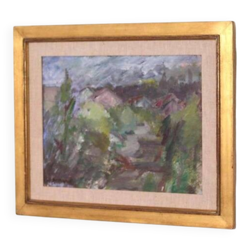 Original Swedish oil on panel – “Path” by Steneld – vintage & framed – 60 × 50 cm (23.6" × 19.7")