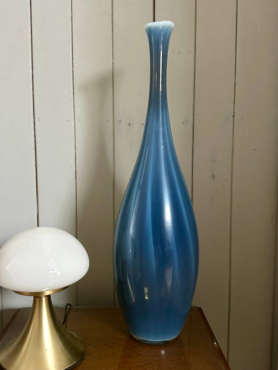 Large blue glass vase