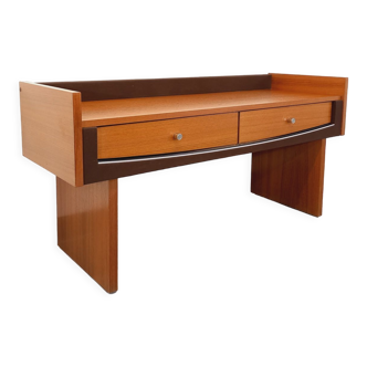 Scandinavian style dressing table in teak, chrome and fabric from the 60s 70s