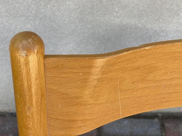 Chaise pliante en bois Mid Century avec siège à lattes