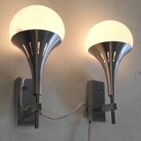 Appliques tulipes en métal et verre - années 60/70